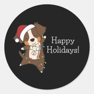 Australian Shepherd Merry Christmas Winter Classic Round Sticker