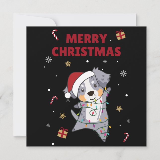 Australian Shepherd Merry Christmas Winter Invitat Invitation (Front)