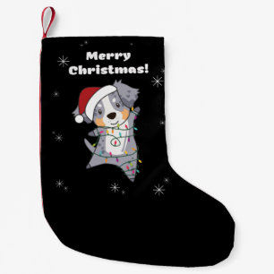 Australian Shepherd Merry Christmas Winter Small Christmas Stocking