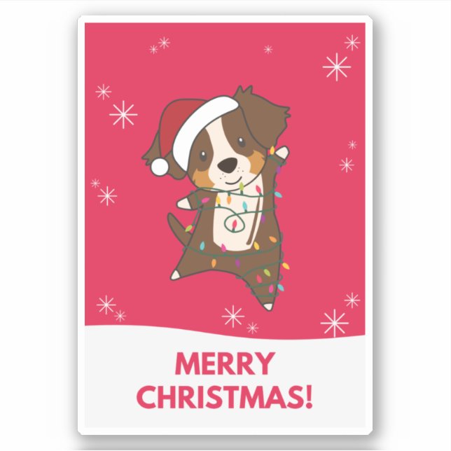 Australian Shepherd Merry Christmas Winter Sticker (Front)