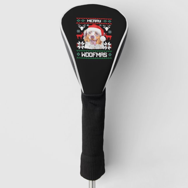 Australian Shepherd Merry Woofmas Christmas Golf Head Cover (Front)