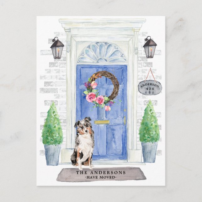 Australian Shepherd Moving Announcement Postcard (Front)