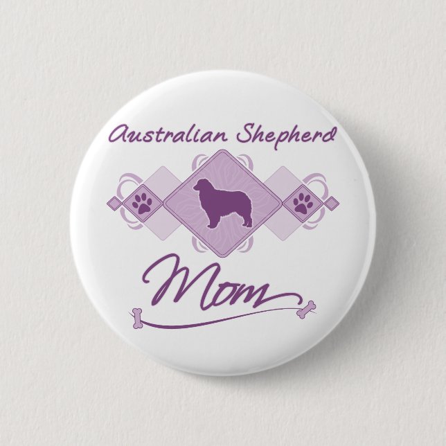 Australian Shepherd Mum 6 Cm Round Badge (Front)
