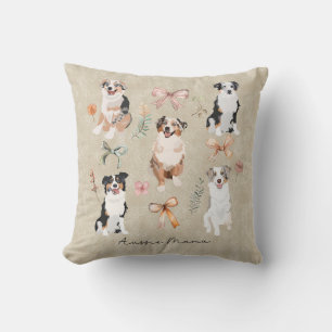 Australian Shepherd Mum & Aussie Mama Coquette Bow Cushion