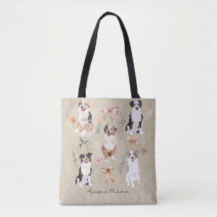 Australian Shepherd Mum & Aussie Mama Coquette Bow Tote Bag