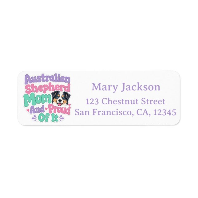 Australian Shepherd Mum Return Address Labels (Front)