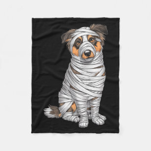 Australian Shepherd Mummy Dog Halloween Fleece Blanket