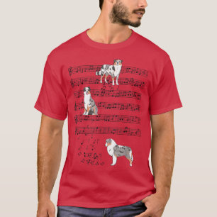 Australian Shepherd Music Note Musician dog lover T-Shirt