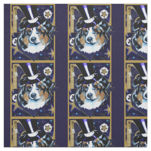AUSTRALIAN SHEPHERD - NEW YEARS DAY FABRIC