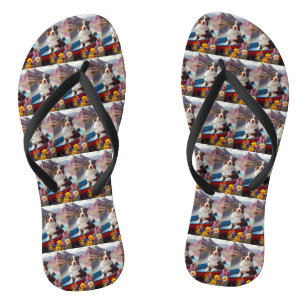 Australian Shepherd on Paddle: A Scenic Adventure Jandals