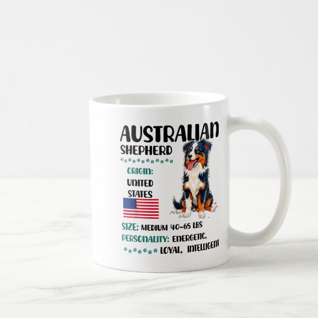 Australian Shepherd Origin Funny Aussie Dog Lover  Coffee Mug (Right)