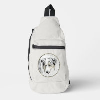 Australian Shepherd Painting Blue Merle Dog Art