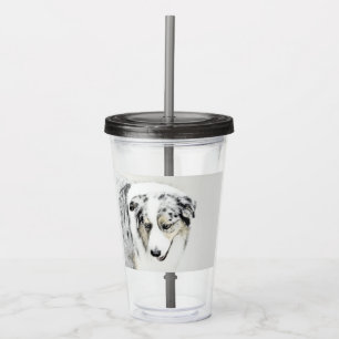 Australian Shepherd Painting - Original Dog Art Acrylic Tumbler