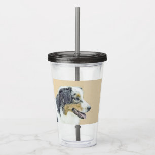 Australian Shepherd Painting - Original Dog Art Acrylic Tumbler