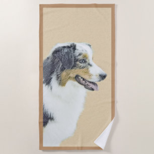Australian Shepherd Painting - Original Dog Art Beach Towel
