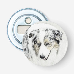 Australian Shepherd Painting - Original Dog Art Bottle Opener