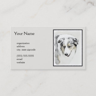 Australian Shepherd Painting - Original Dog Art Business Card