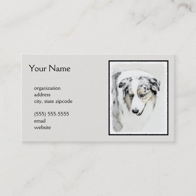 Australian Shepherd Painting - Original Dog Art Business Card (Front)