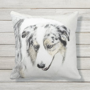 Australian Shepherd Painting - Original Dog Art Cushion