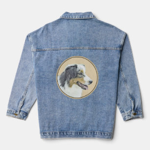 Australian Shepherd Painting - Original Dog Art Denim Jacket