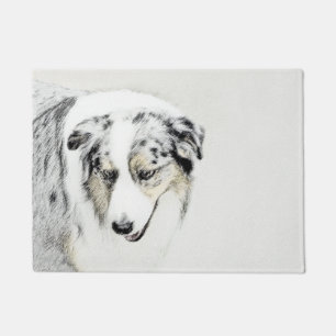 Australian Shepherd Painting - Original Dog Art Doormat
