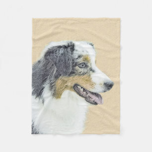 Australian Shepherd Painting - Original Dog Art Fleece Blanket