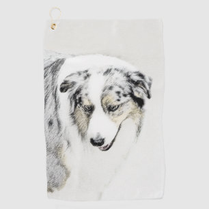 Australian Shepherd Painting - Original Dog Art Golf Towel