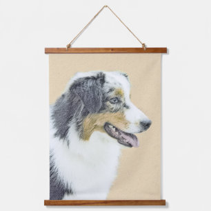 Australian Shepherd Painting - Original Dog Art Hanging Tapestry