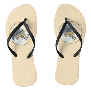 Australian Shepherd Painting - Original Dog Art Jandals