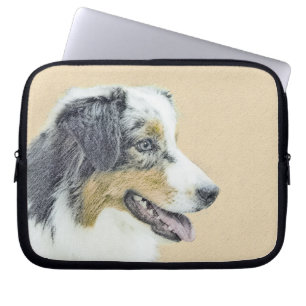 Australian Shepherd Painting - Original Dog Art Laptop Sleeve