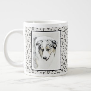 Australian Shepherd Painting - Original Dog Art Large Coffee Mug