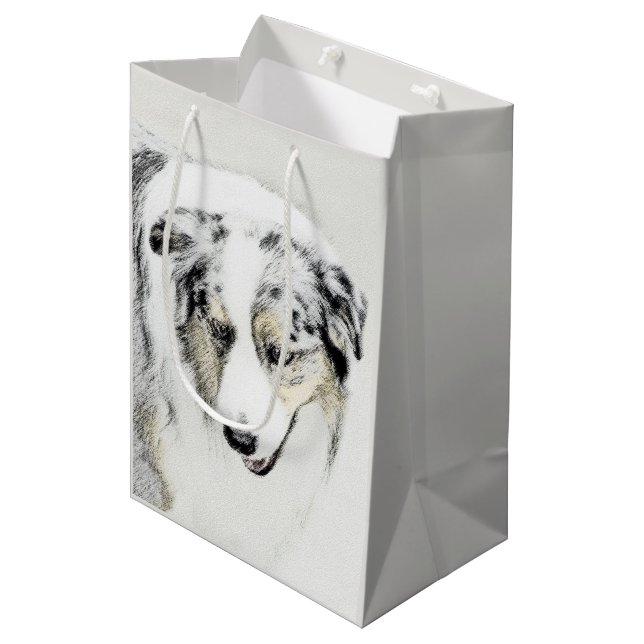 Australian Shepherd Painting - Original Dog Art Medium Gift Bag (Front Angled)