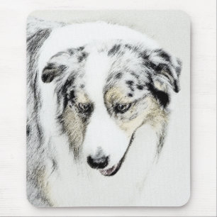Australian Shepherd Painting - Original Dog Art Mouse Pad