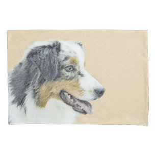 Australian Shepherd Painting - Original Dog Art Pillowcase