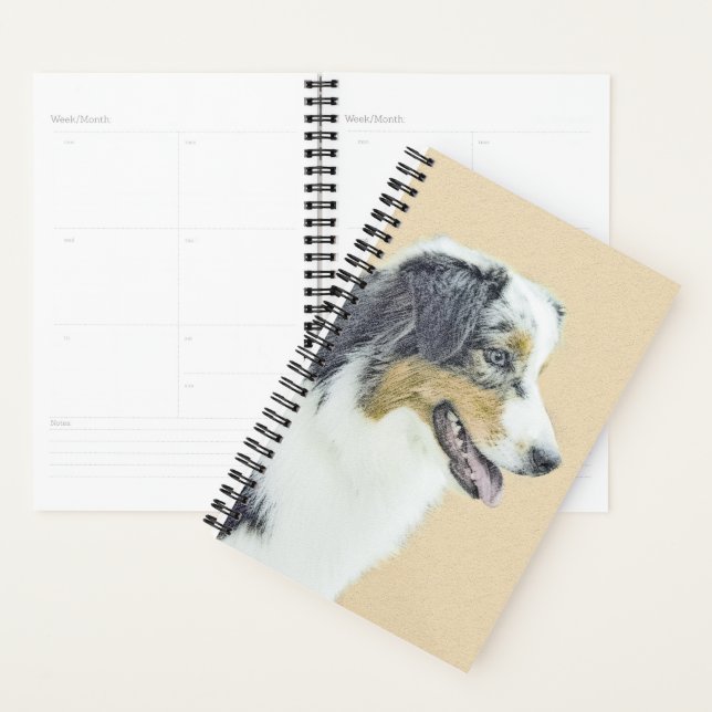 Australian Shepherd Painting - Original Dog Art Planner (Display)