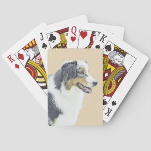 Australian Shepherd Painting - Original Dog Art Playing Cards