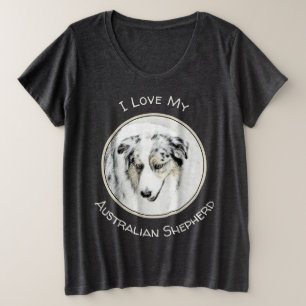 Australian Shepherd Painting - Original Dog Art Plus Size T-Shirt
