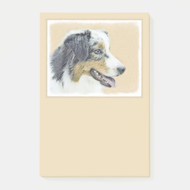 Australian Shepherd Painting - Original Dog Art Post-it Notes (Front)