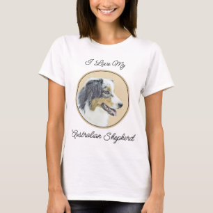 Australian Shepherd Painting - Original Dog Art T-Shirt