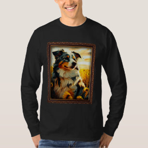 Australian Shepherd Painting Sunflower Flower Mom  T-Shirt