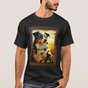 Australian Shepherd Painting Sunflower Flower Mom  T-Shirt