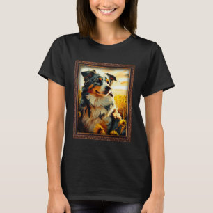 Australian Shepherd Painting Sunflower Flower Mom  T-Shirt
