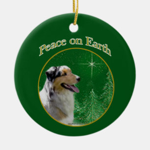Australian Shepherd Peace Ceramic Tree Decoration