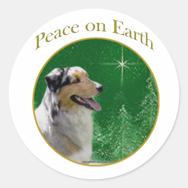 Australian Shepherd Peace Classic Round Sticker (Front)