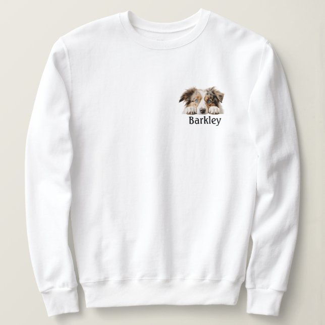 Australian Shepherd Peeking Personalised  Sweatshirt (Design Front)
