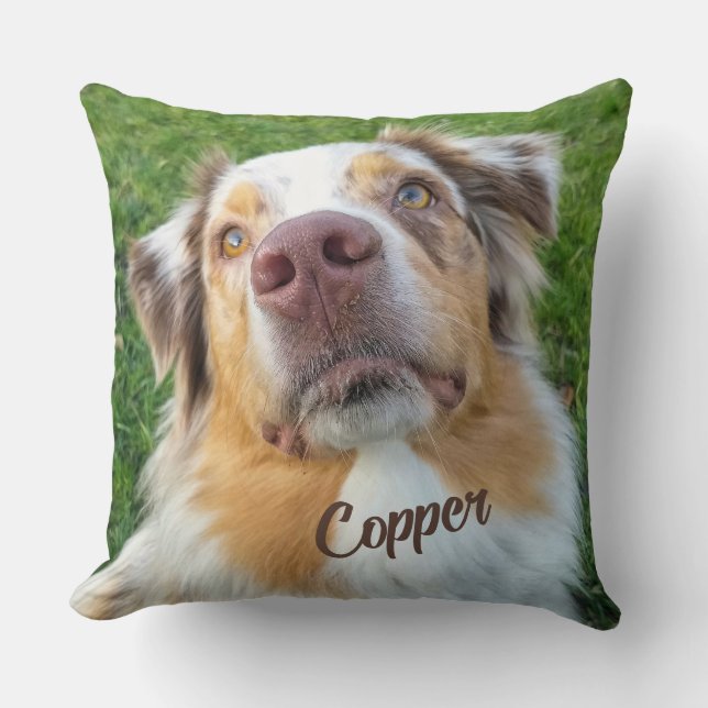 Australian Shepherd Pet Photo Throw Pillow (Front)