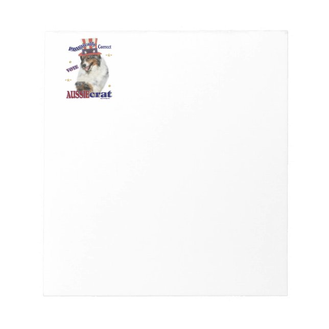 Australian Shepherd Political Humour Notepad (Front)