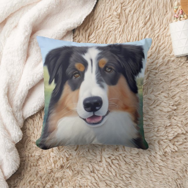 Australian Shepherd Portrait  -  Cushion (Blanket)