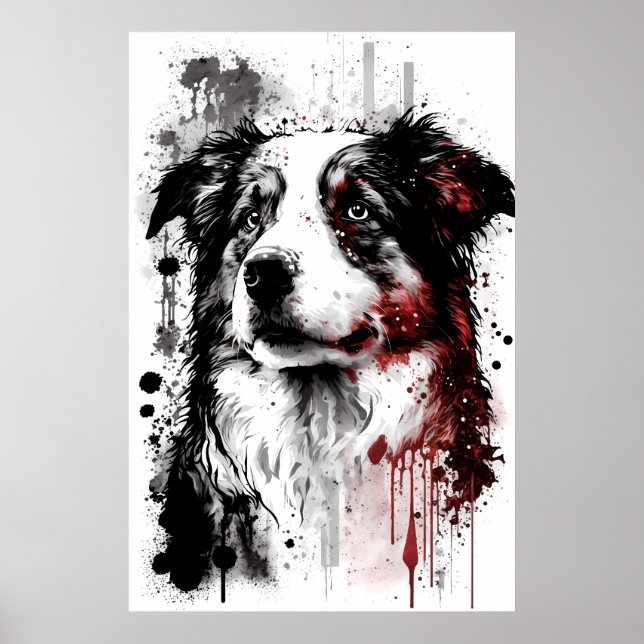 Australian Shepherd Portrait Poster (Front)