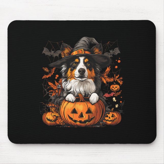Australian Shepherd Pumpkin Halloween Thanksgiving Mouse Pad (Front)